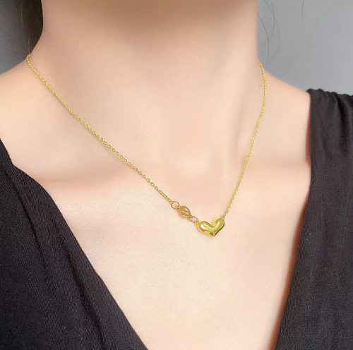 Elegant Simple Style Letter Heart Shape Stainless Steel Plating 18K Gold Plated Necklace