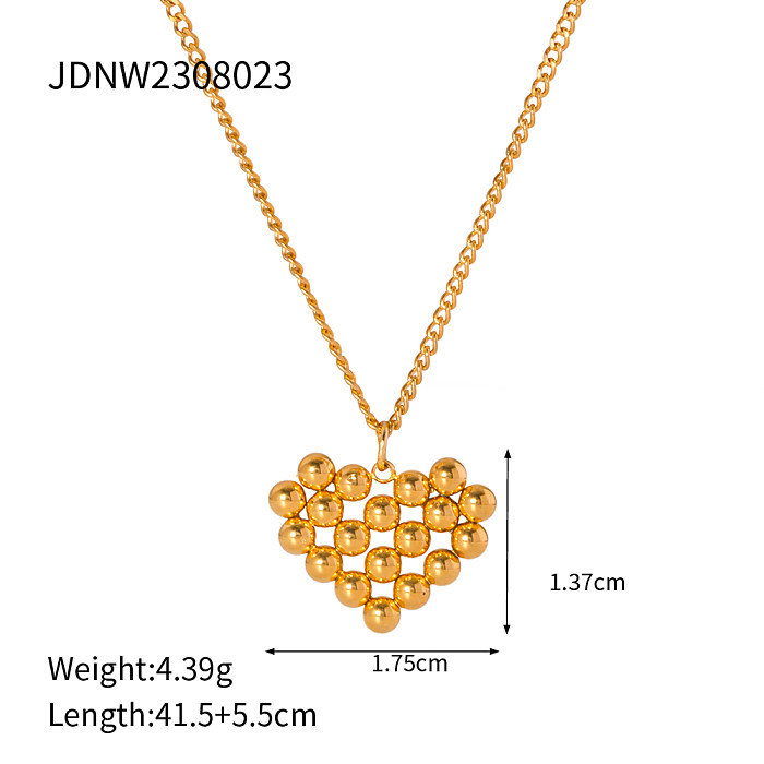 IG Style Simple Style Heart Shape Stainless Steel  Stainless Steel Plating 18K Gold Plated Pendant Necklace