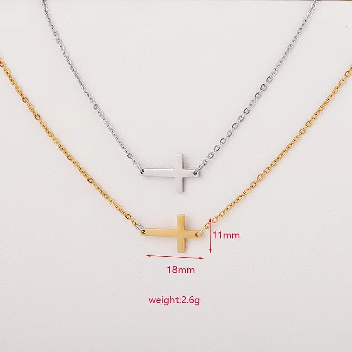 Damen-Kreuz-Anhänger-Halskette mit Edelstahlbeschichtung