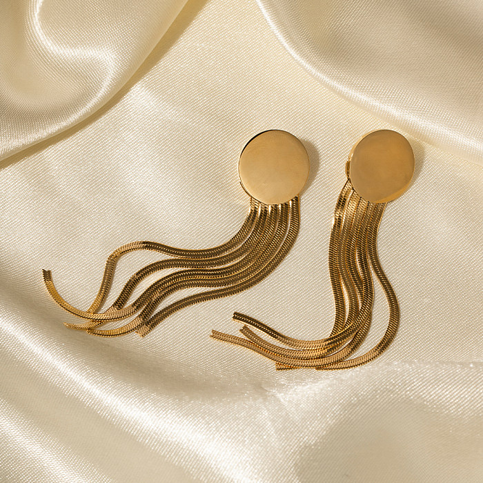 1 paire de boucles d'oreilles pendantes en acier inoxydable, Style Vintage, plaqué pampilles, Style IG
