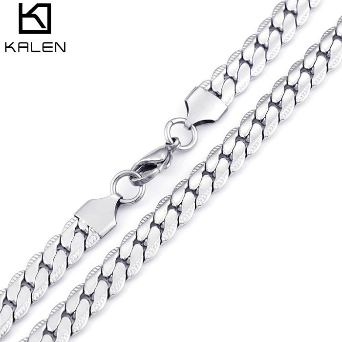 Wholesale New Style Stainless Steel Fashion Necklace With Chain Crimping Flat Chain
