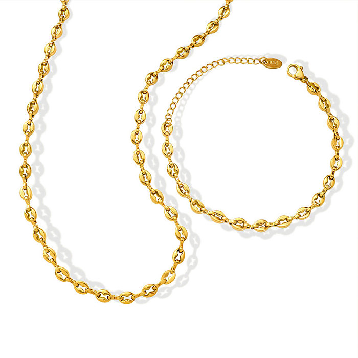 Modisches einfaches geometrisches Halsketten-Armband aus 18 Karat Edelstahl