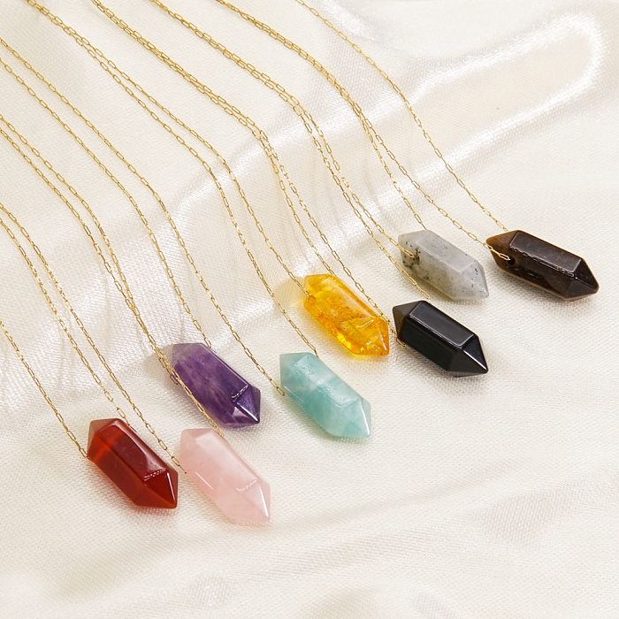 Modern Style Geometric Stainless Steel  Natural Stone Pendant Necklace In Bulk
