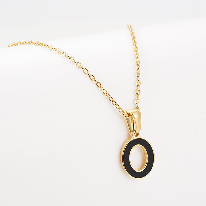 Simple Style Letter Stainless Steel  Pendant Necklace Gold Plated Stainless Steel  Necklaces