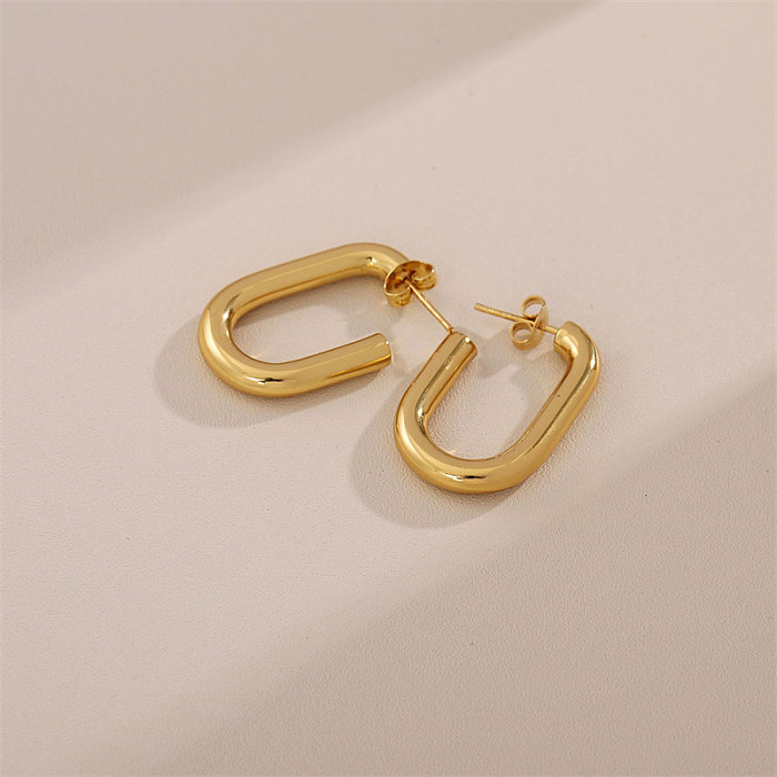 1 Pair Simple Style C Shape U Shape Plating Stainless Steel  Stainless Steel 18K Gold Plated Ear Studs