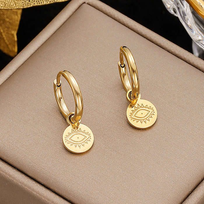 1 Pair Simple Style Solid Color Plating Stainless Steel  Gold Plated Earrings