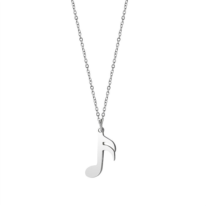 Simple Style Notes Stainless Steel  Polishing Pendant Necklace