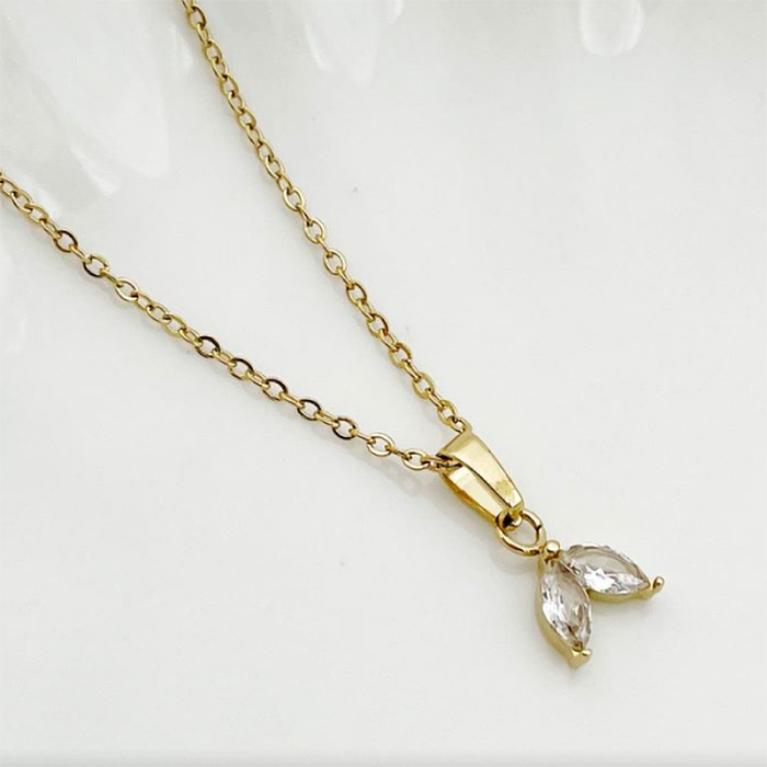 Elegant Cute Sweet Geometric Stainless Steel  Plating Inlay Zircon Gold Plated Pendant Necklace