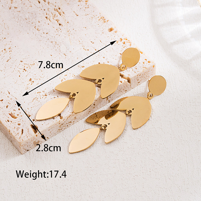 1 Pair Vintage Style Artistic Round Heart Shape Solid Color Irregular Plating Stainless Steel  18K Gold Plated Drop Earrings