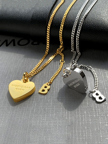 Simple Style Commute Letter Heart Shape Stainless Steel Plating Pendant Necklace 1 Piece