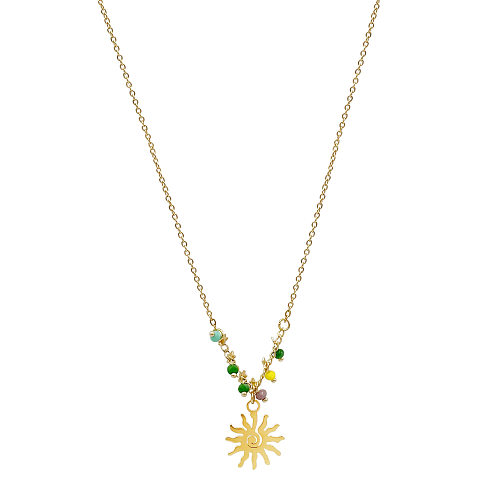 Retro Sun Stainless Steel  Plating Pendant Necklace 1 Piece