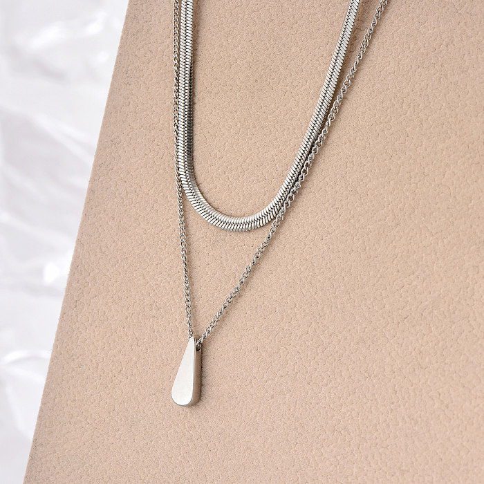 Simple Style Water Droplets Stainless Steel  Plating 14K Gold Plated Layered Necklaces