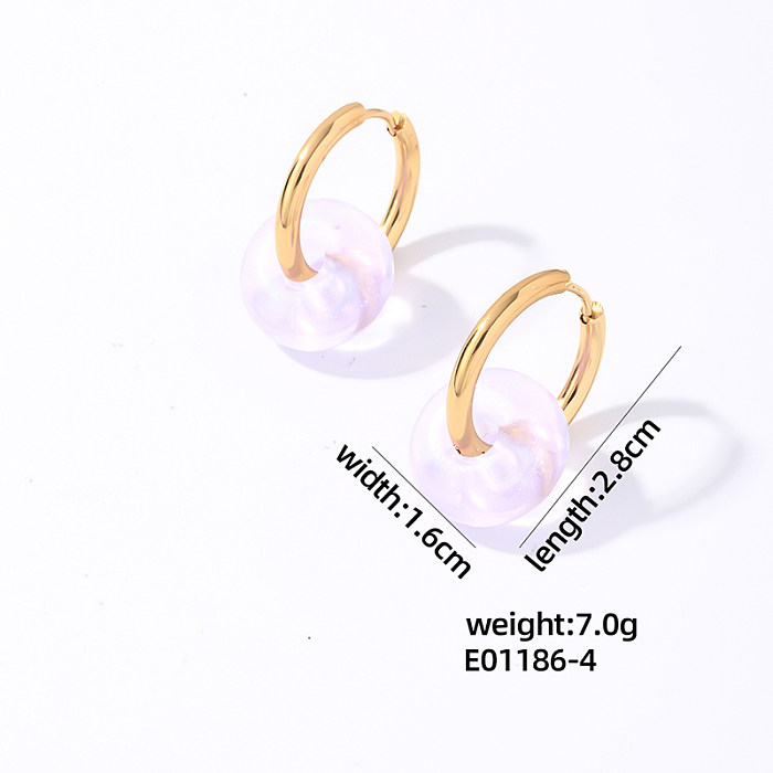 1 Pair Sweet Simple Style Round Plating Stainless Steel  Gold Plated Earrings