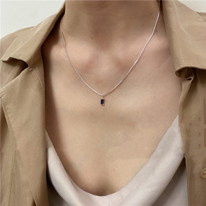 Simple Style Geometric Stainless Steel Plating Inlay Zircon Pendant Necklace
