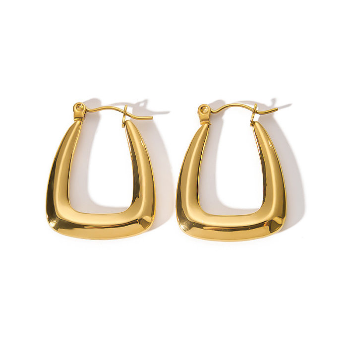 1 Paar IG-Stil-Ohrringe aus Edelstahl mit quadratischer Beschichtung und 18-Karat-Vergoldung im französischen Stil