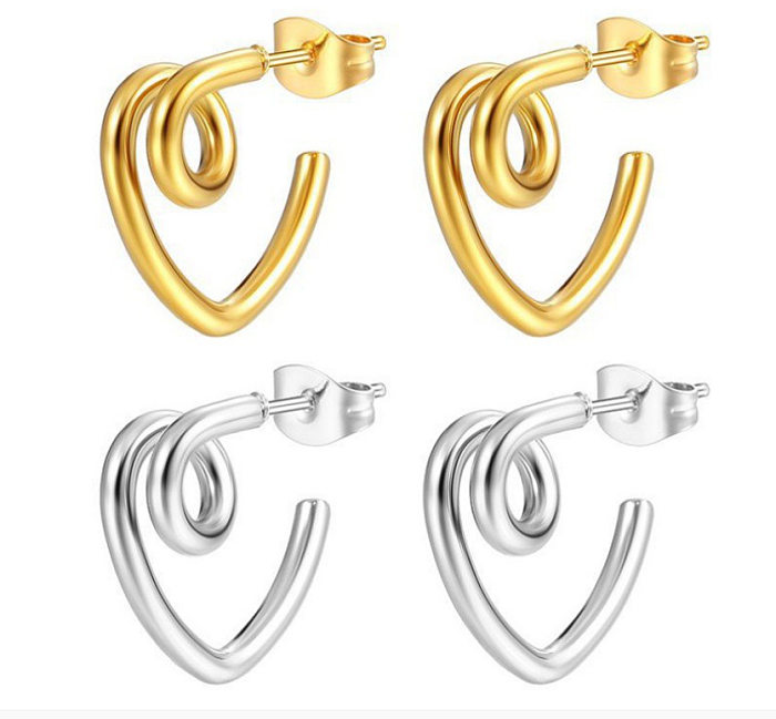 1 Pair Simple Style Classic Style C Shape Plating Stainless Steel Gold Plated Ear Studs