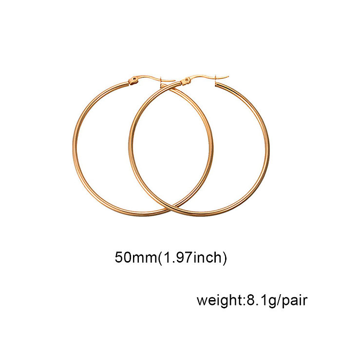 Fashion Solid Color Stainless Steel  Hoop Earrings 1 Pair