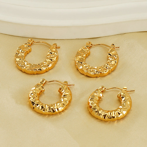 1 Pair Simple Style Water Droplets Polishing Gold Plated Stainless Steel  18K Gold Plated Earrings