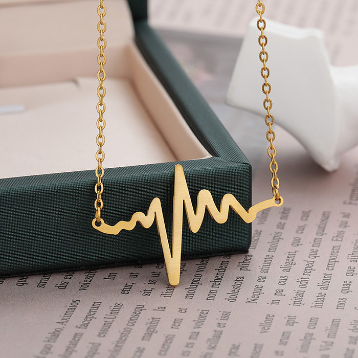 Simple Style Electrocardiogram Stainless Steel  Stainless Steel Plating Necklace