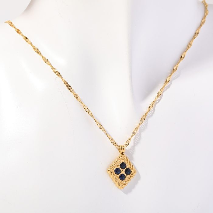 Casual Simple Style Color Block Stainless Steel Plating 18K Gold Plated Pendant Necklace