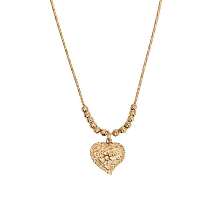 أزياء شكل قلب الفولاذ المقاوم للصدأ قلادة مطلية بالذهب 1 قطعة