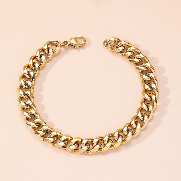 Casual Classic Style Solid Color Titanium Steel Polishing Plating 18K Gold Plated Bracelets