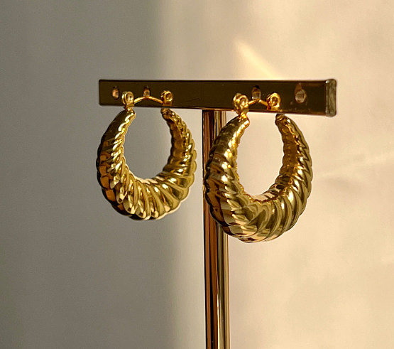 Vintage-Stil Spiralstreifen-Ohrringe mit Edelstahlbeschichtung, 1 Paar