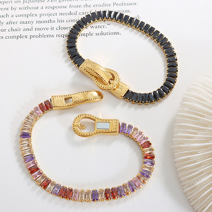 Einfarbige Titan-Stahl-Armbänder im französischen Stil mit Zirkon-Edelstahl-Armbändern