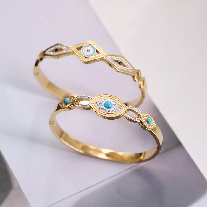 Bracelet en titane et acier, Style Simple et décontracté, œil du diable, incrustation ajourée, bracelet en Zircon Turquoise