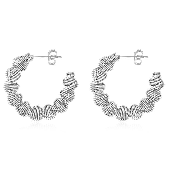 1 Pair Simple Style Geometric Solid Color Plating Stainless Steel Hoop Earrings