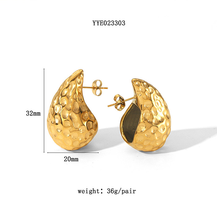 1 par de brincos de orelha banhados a ouro 18K, estilo simples, estilo clássico, gotículas de água