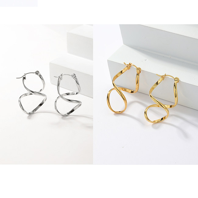 1 Pair Elegant Simple Style Irregular Geometric Stainless Steel  Plating 18K Gold Plated Earrings