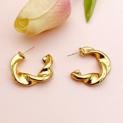 1 par de pinos de orelha banhados a ouro de aço inoxidável em forma de C para deslocamento simples estilo simples
