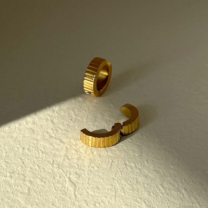 1 paire de boucles d'oreilles en acier inoxydable et Zircon, Style Simple, incrustation de couleur unie