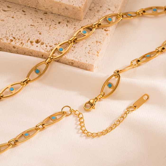 Geometrische Hip-Hop-Halskette mit künstlichen Perlen aus Edelstahl, 1 Stück