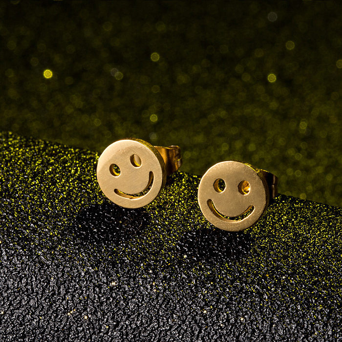 Cute Smiley Golden Earrings Wholesale