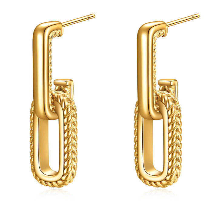 1 Pair Simple Style Geometric Solid Color Plating Stainless Steel  18K Gold Plated Drop Earrings