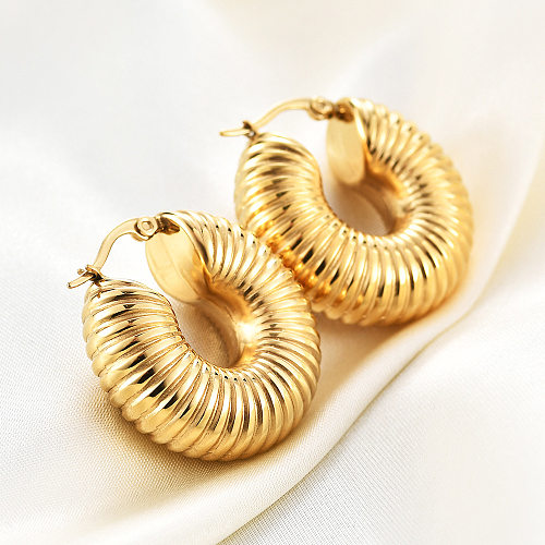 Fashion 18K Gold Plated Circle Ear Buckle Stainless Steel Earrings