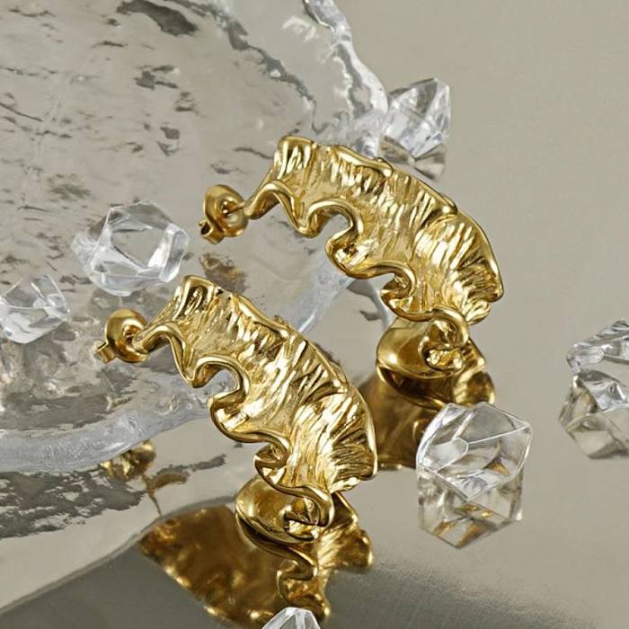 1 par de brincos de orelha banhados a ouro 18K com revestimento geométrico retrô estilo romano
