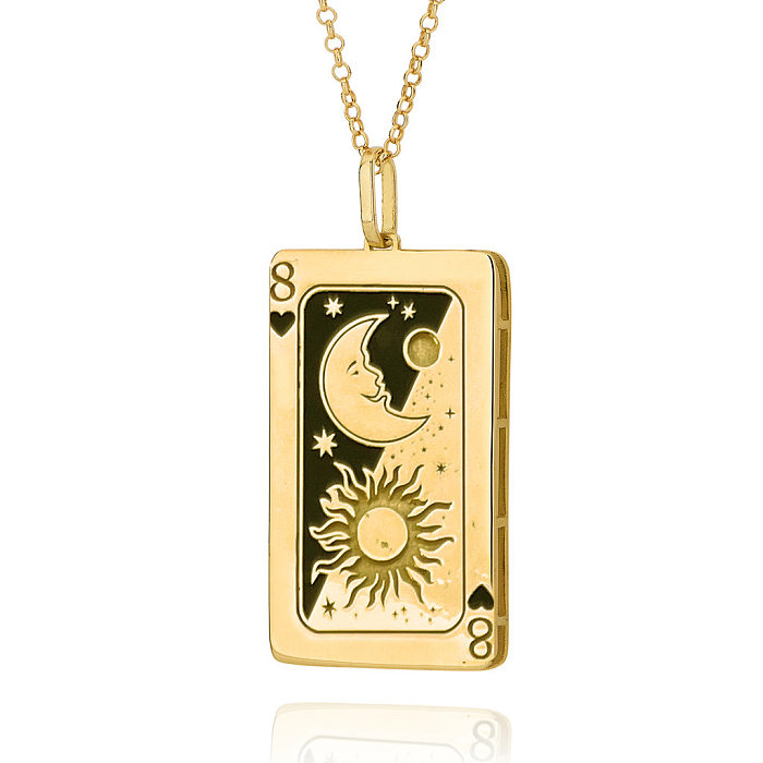 Exaggerated Simple Style Card Stainless Steel  Plating Inlay Carving Zircon 18K Gold Plated Pendant Necklace