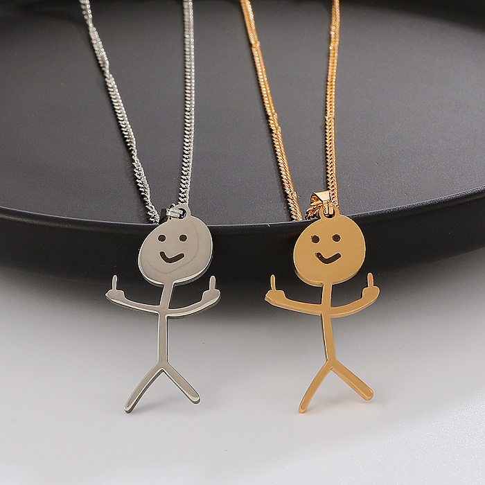 Simple Style Cartoon Character Stainless Steel  Pendant Necklace Plating Stainless Steel  Necklaces 1 Piece