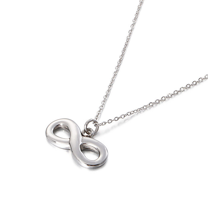 Simple Figure 8 Stainless Steel  Necklace Clavicle Pendant