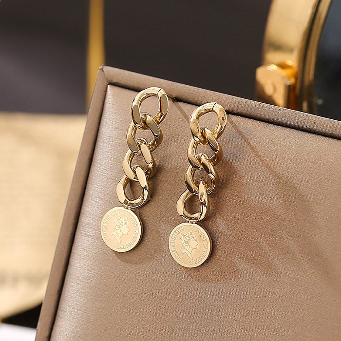 1 Pair Casual Hip-Hop Solid Color Plating Stainless Steel  14K Gold Plated Drop Earrings