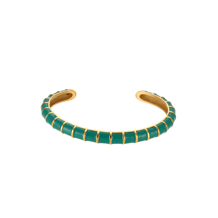 Estilo vintage estilo simples estilo clássico multicolorido banhado a ouro 18K pulseira de aço inoxidável