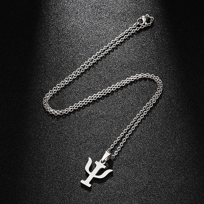 Collier Long avec pendentif en acier inoxydable, symbole de Style moderne et décontracté