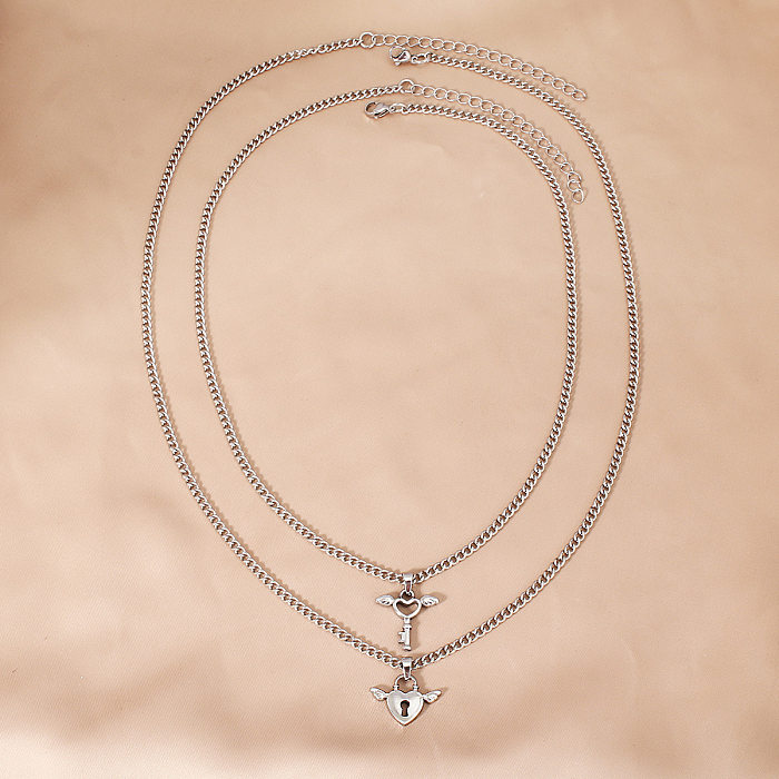 Streetwear Heart Shape Stainless Steel  Pendant Necklace