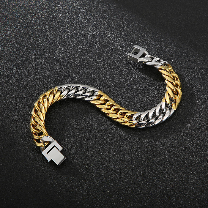 Wholesale Hip-Hop Solid Color Stainless Steel 18K Gold Plated Bracelets