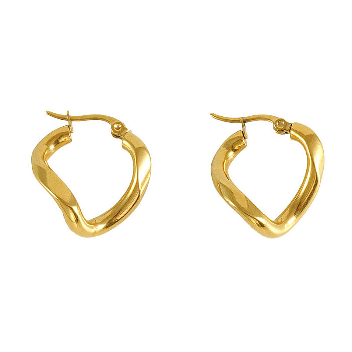1 Pair Simple Style Geometric Irregular Stainless Steel  18K Gold Plated Hoop Earrings