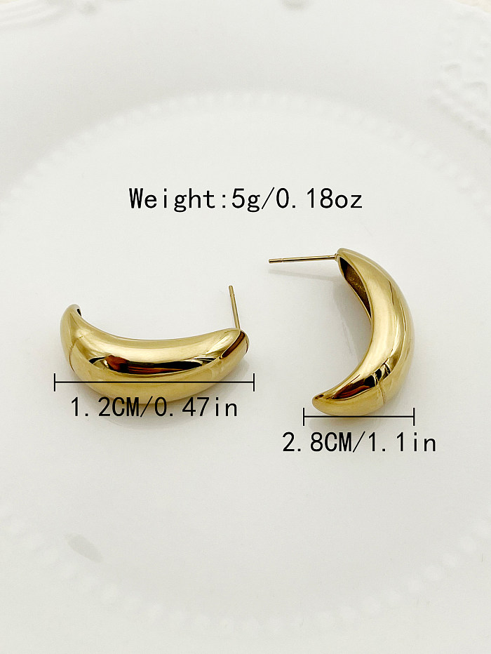 1 Pair Casual Simple Style Moon Polishing Plating Stainless Steel  Gold Plated Ear Studs