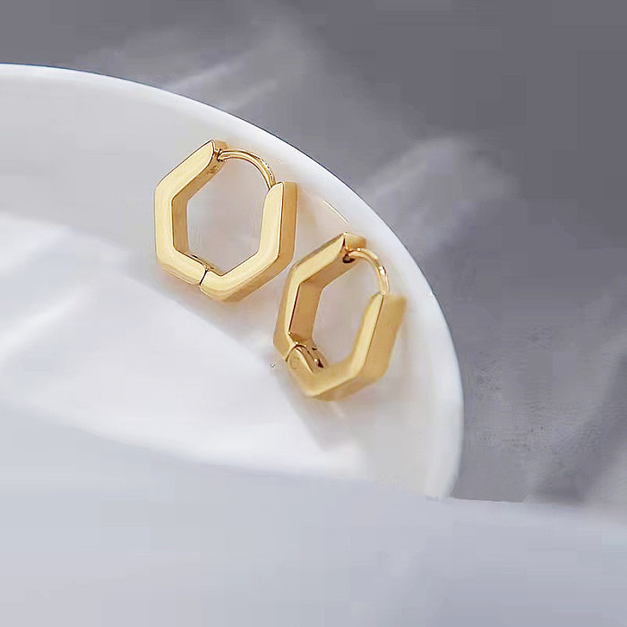 Brincos geométricos de aço inoxidável de moda simples